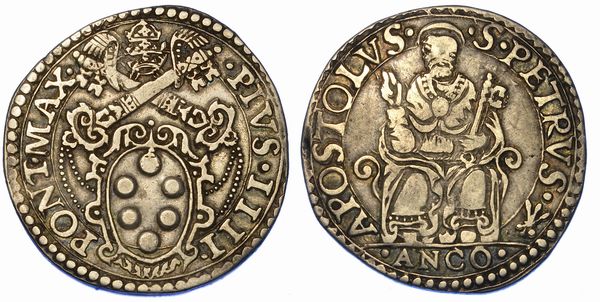 STATO PONTIFICIO. PIO IV, 1559-1565. Testone 1563. Ancona.  - Asta Numismatica - Associazione Nazionale - Case d'Asta italiane