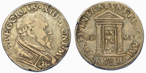 STATO PONTIFICIO. GREGORIO XIII, 1572-1585. Testone 1575. Anno Santo.  - Asta Numismatica - Associazione Nazionale - Case d'Asta italiane