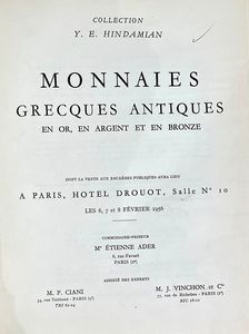 VINCHON J. Collections Y.E. HINDAMIAN. Monnaies Grecques Antiques.  - Asta Numismatica - Associazione Nazionale - Case d'Asta italiane