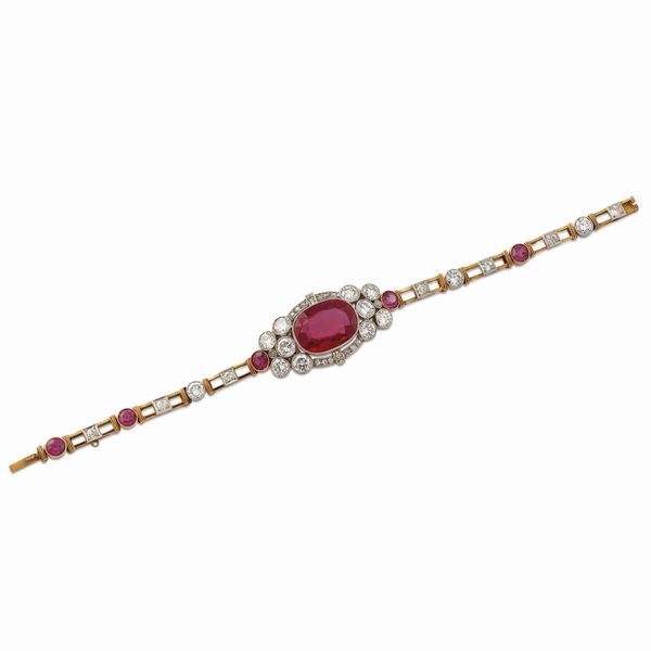 BRACCIALE CON PIETRE SINTETICHE E DIAMANTI  - Asta Gioielli - Associazione Nazionale - Case d'Asta italiane