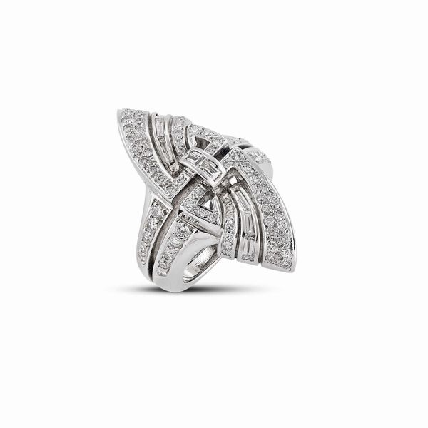 ANELLO A NAVETTE CON DIAMANTI  - Asta Gioielli - Associazione Nazionale - Case d'Asta italiane
