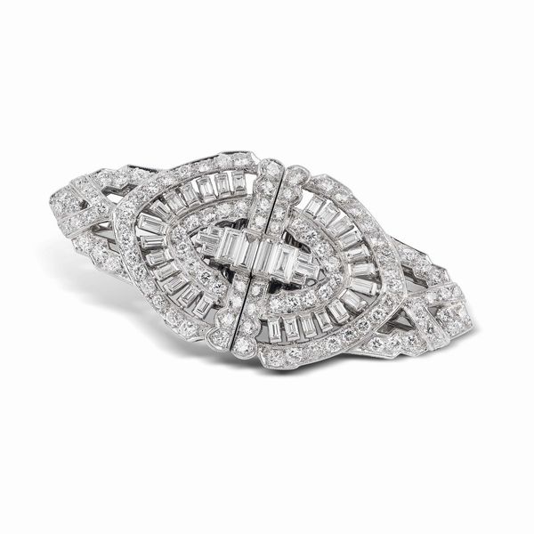 SPILLA A DOPPIA CLIP CON DIAMANTI  - Asta Gioielli - Associazione Nazionale - Case d'Asta italiane