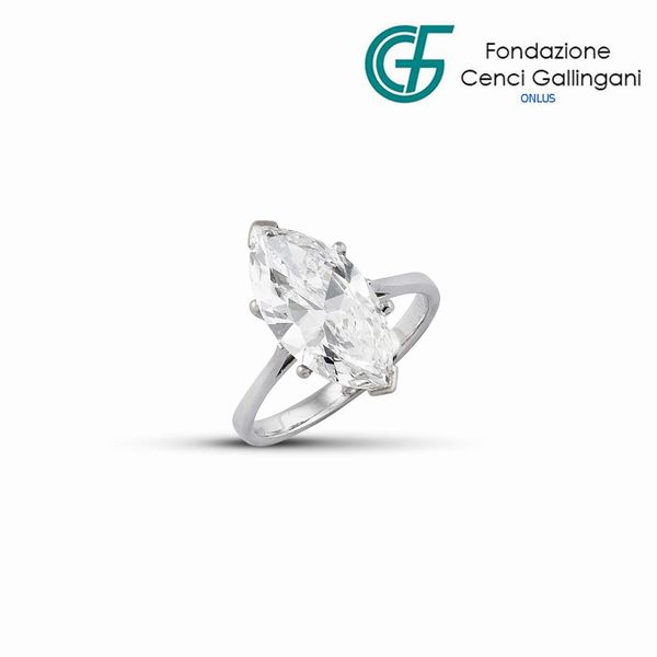 ANELLO CON DIAMANTE NAVETTE  - Asta Gioielli - Associazione Nazionale - Case d'Asta italiane