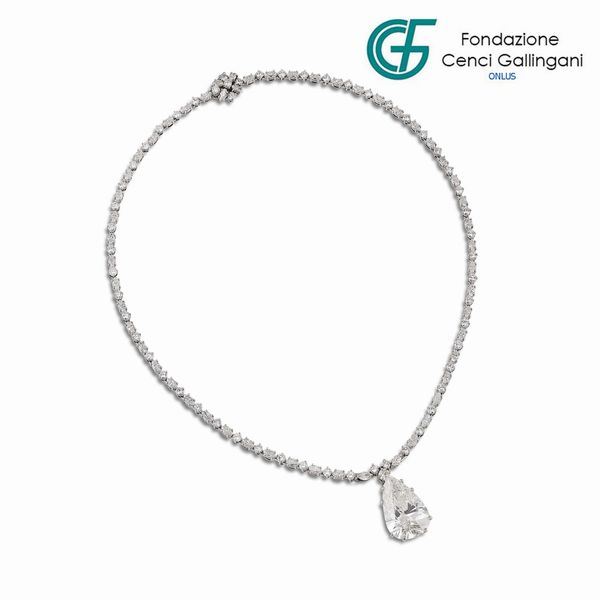 COLLANA CON DIAMANTE TAGLIO A GOCCIA  - Asta Gioielli - Associazione Nazionale - Case d'Asta italiane