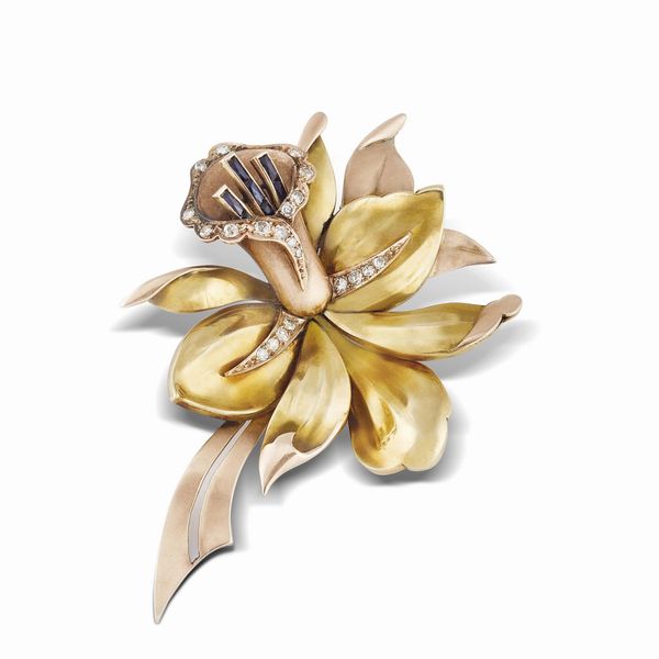 SPILLA A FORMA DI FIORE  - Asta Gioielli - Associazione Nazionale - Case d'Asta italiane