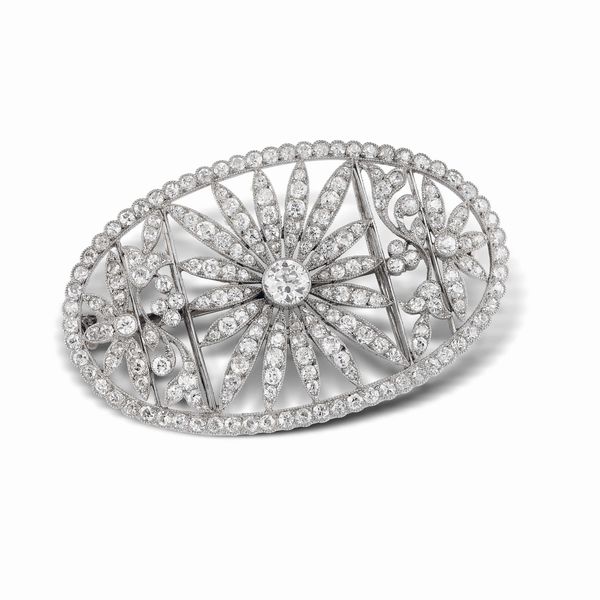 SPILLA FLOREALE CON DIAMANTI  - Asta Gioielli - Associazione Nazionale - Case d'Asta italiane