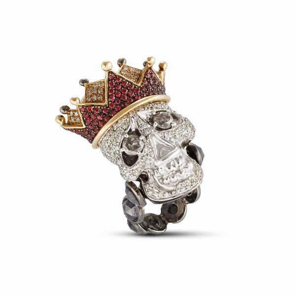 BERNARD DELETTREZ ANELLO A FORMA DI TESCHIO  - Asta Gioielli - Associazione Nazionale - Case d'Asta italiane