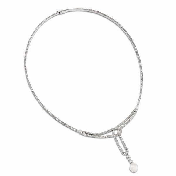 COLLANA CON PERLA E DIAMANTI  - Asta Gioielli - Associazione Nazionale - Case d'Asta italiane