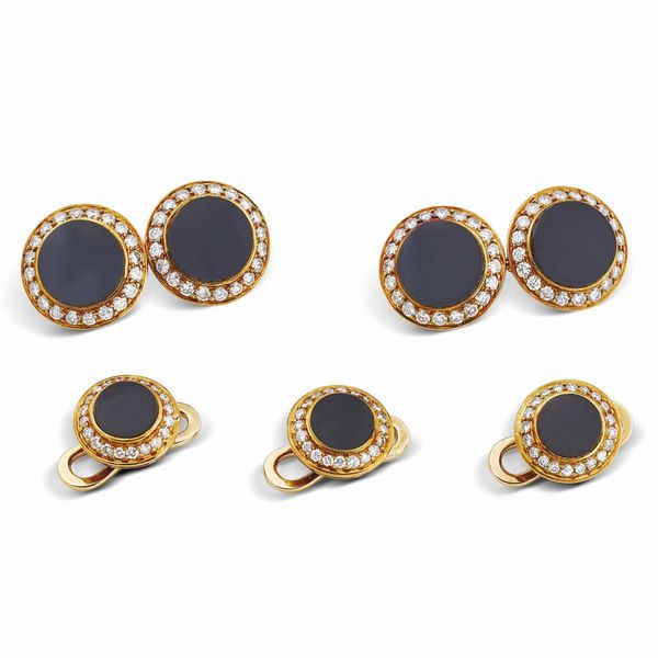 Massoni : MASSONI SET DA SPARATO CON ONICE E DIAMANTI  - Asta Gioielli - Associazione Nazionale - Case d'Asta italiane