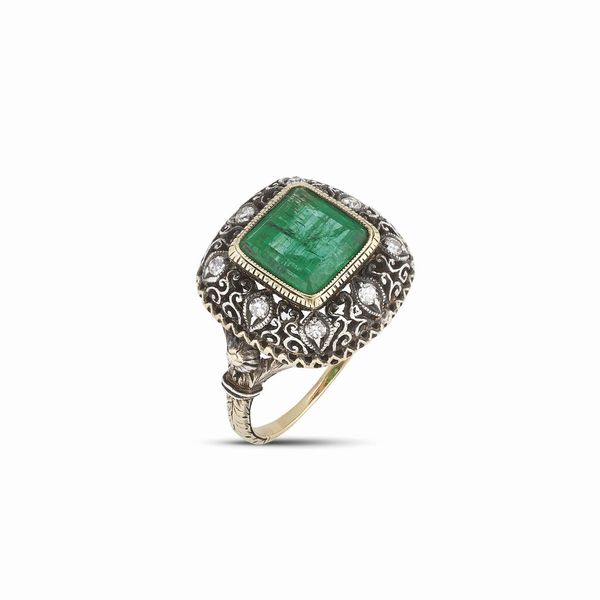 BUCCELLATI : BUCCELLATI ANELLO CON SMERALDO E DIAMANTI  - Asta Gioielli - Associazione Nazionale - Case d'Asta italiane