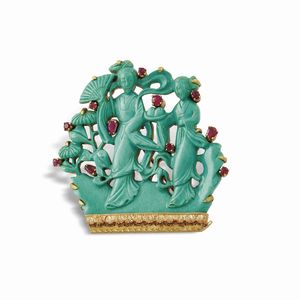 Cazzaniga - CAZZANIGA SPILLA CON SCENA FIGURATA ORIENTALE