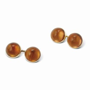 CARTIER - CARTIER PAIO DI GEMELLI CON QUARZI CITRINI