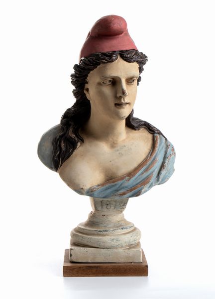 Grande busto in terracotta policroma con rappresentazione della Terza Repubblica (1870)  - Asta Militaria, Ordini cavallereschi, Napoleonica - Associazione Nazionale - Case d'Asta italiane