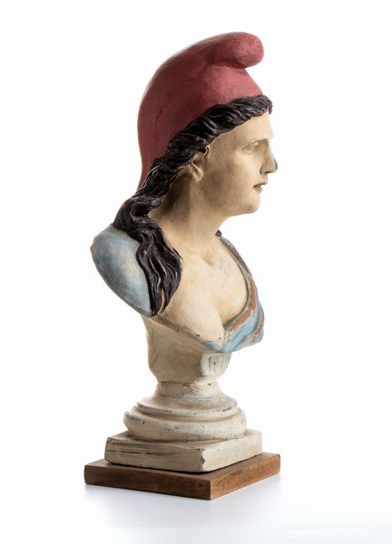 Grande busto in terracotta policroma con rappresentazione della Terza Repubblica (1870)  - Asta Militaria, Ordini cavallereschi, Napoleonica - Associazione Nazionale - Case d'Asta italiane