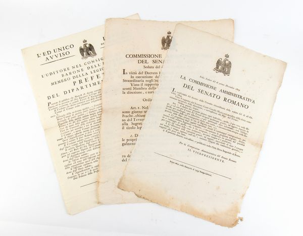 Tre bandi Napoleonici di Roma sul fiume Tevere  - Asta Militaria, Ordini cavallereschi, Napoleonica - Associazione Nazionale - Case d'Asta italiane