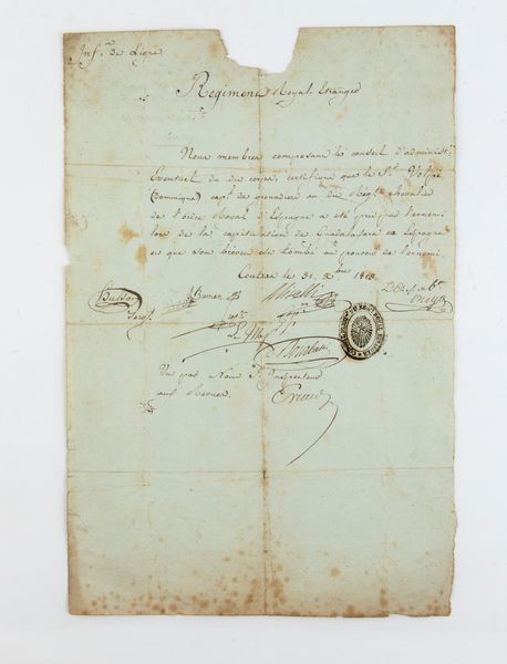 Lettera reggimento reale straniero - tumulazione granatieri c.le Domenico Volpi  31 novembre 1813  - Asta Militaria, Ordini cavallereschi, Napoleonica - Associazione Nazionale - Case d'Asta italiane