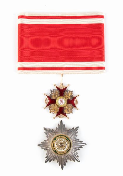 Russia, Impero, ordine S. Stanislao, Gran croce e diploma  - Asta Militaria, Ordini cavallereschi, Napoleonica - Associazione Nazionale - Case d'Asta italiane