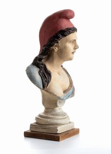 Grande busto in terracotta policroma con rappresentazione della Terza Repubblica (1870)  - Asta Militaria, Ordini cavallereschi, Napoleonica - Associazione Nazionale - Case d'Asta italiane