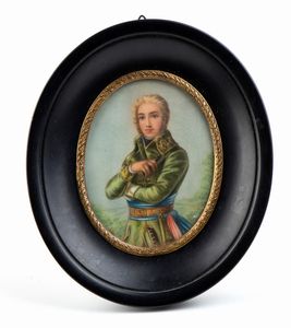 Coppia di miniature ovali  - Asta Militaria, Ordini cavallereschi, Napoleonica - Associazione Nazionale - Case d'Asta italiane