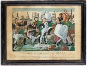 5 stampe popolari in cornice a soggetto napoleonico  - Asta Militaria, Ordini cavallereschi, Napoleonica - Associazione Nazionale - Case d'Asta italiane