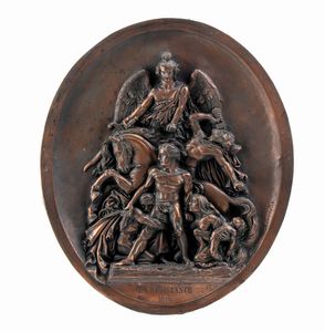 coppia di grandi placche in rame realizzate in galvanoplastica e raffiguranti �La R�sistance 1814� e �La Paix 1815�  - Asta Militaria, Ordini cavallereschi, Napoleonica - Associazione Nazionale - Case d'Asta italiane