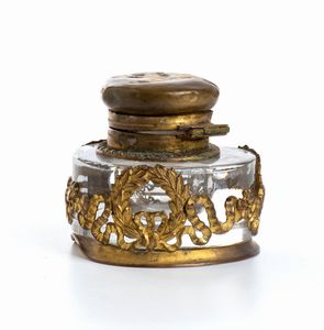 calamaio in cristallo e bronzo dorato, periodo impero  - Asta Militaria, Ordini cavallereschi, Napoleonica - Associazione Nazionale - Case d'Asta italiane