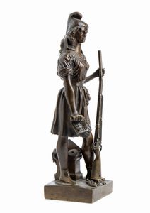 Scultura in bronzo con rappresentazione della rivoluzione del 1830  - Asta Militaria, Ordini cavallereschi, Napoleonica - Associazione Nazionale - Case d'Asta italiane