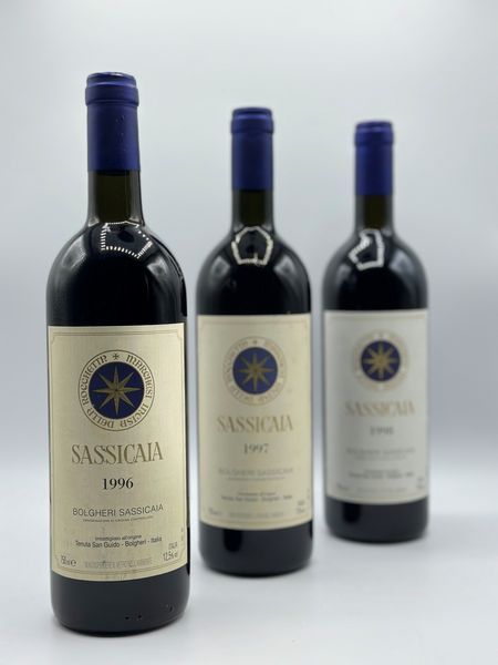Tenuta San Guido, Sassicaia, 1996-1997-1998  - Asta Vini Rossi: grandi etichette d'Italia e Francia. Con una selezione di vini bianchi e champagne - Associazione Nazionale - Case d'Asta italiane