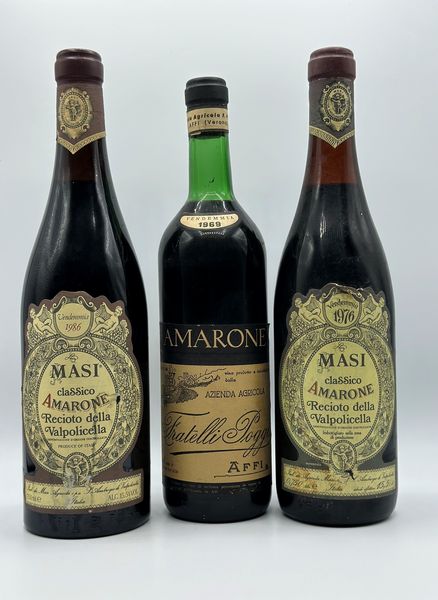Selezione Amarone, Masi - Fratelli Poggi, 1969-1976-1986  - Asta Vini Rossi: grandi etichette d'Italia e Francia. Con una selezione di vini bianchi e champagne - Associazione Nazionale - Case d'Asta italiane