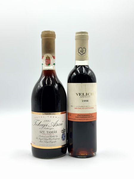 Royal Tokaji, Aszu 6 Puttonyos - Velich Apetlon, Muskat-Ottonel Trockenbeerenauslese, 1995-1998  - Asta Vini Rossi: grandi etichette d'Italia e Francia. Con una selezione di vini bianchi e champagne - Associazione Nazionale - Case d'Asta italiane