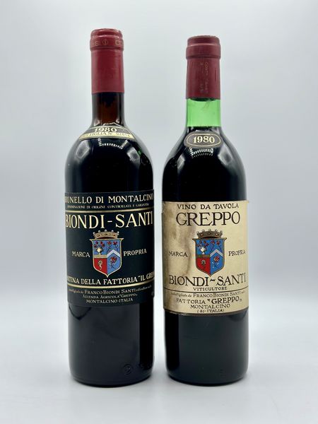 Biondi Santi, Brunello di Montalcino - Greppo, 1980  - Asta Vini Rossi: grandi etichette d'Italia e Francia. Con una selezione di vini bianchi e champagne - Associazione Nazionale - Case d'Asta italiane
