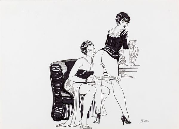 Leone Frollo : Il club di madame  - Asta Fumetti: Tavole e Illustrazioni Originali - Associazione Nazionale - Case d'Asta italiane