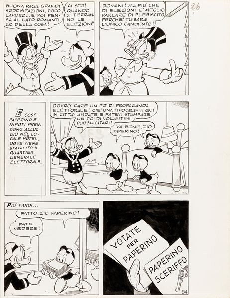 Giulio Chierchini : Paperino sceriffo in scatola  - Asta Fumetti: Tavole e Illustrazioni Originali - Associazione Nazionale - Case d'Asta italiane