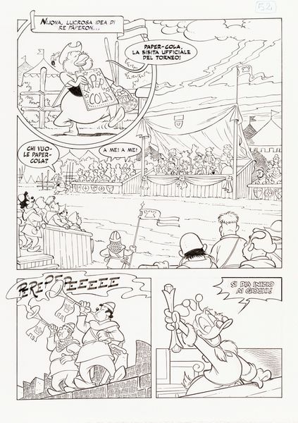 Giuseppe Dalla Santa : Ser Topolino e la cavalcata dei cavalieri inesistenti  - Asta Fumetti: Tavole e Illustrazioni Originali - Associazione Nazionale - Case d'Asta italiane