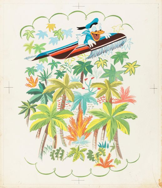 Studio Gros Monti : Paperino sul tappeto volante  - Asta Fumetti: Tavole e Illustrazioni Originali - Associazione Nazionale - Case d'Asta italiane