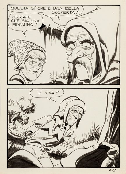 Leone Frollo : Biancaneve - I Sette Nani viziosi  - Asta Fumetti: Tavole e Illustrazioni Originali - Associazione Nazionale - Case d'Asta italiane