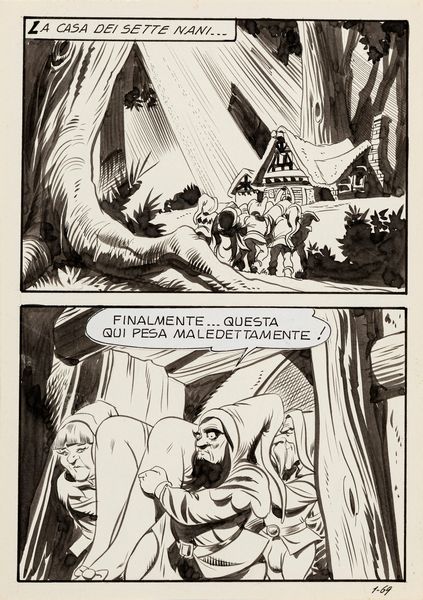 Leone Frollo : Biancaneve - I Sette Nani viziosi  - Asta Fumetti: Tavole e Illustrazioni Originali - Associazione Nazionale - Case d'Asta italiane