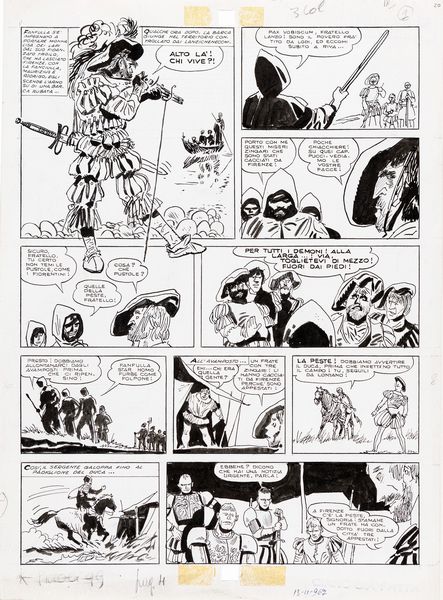 Hugo Pratt : Le avventure di Fanfulla  - Asta Fumetti: Tavole e Illustrazioni Originali - Associazione Nazionale - Case d'Asta italiane
