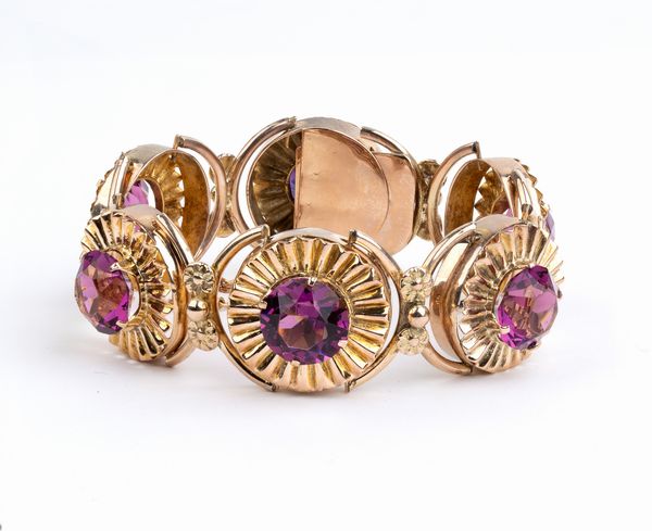 Bracciale in oro con ametiste  - Asta Gioielli, Orologi e Penne - Associazione Nazionale - Case d'Asta italiane
