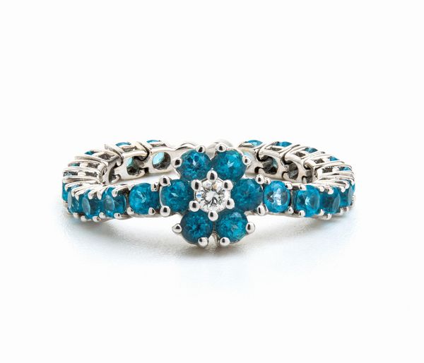 Veretta semi-rigida in oro con acquemarine e diamante  - Asta Gioielli, Orologi e Penne - Associazione Nazionale - Case d'Asta italiane