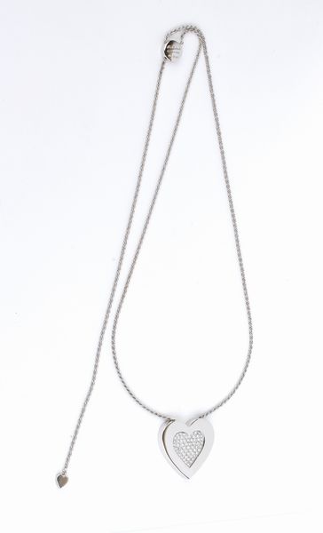 SALVINI : Girocollo in oro con pendente a cuore in oro e diamanti  - Asta Gioielli, Orologi e Penne - Associazione Nazionale - Case d'Asta italiane