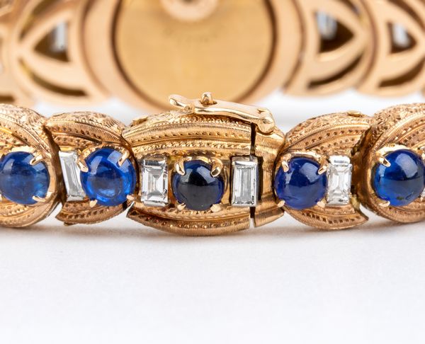 OMEGA : Orologio da polso Lady in oro giallo 18k, diamanti e zaffiri  - Asta Gioielli, Orologi e Penne - Associazione Nazionale - Case d'Asta italiane