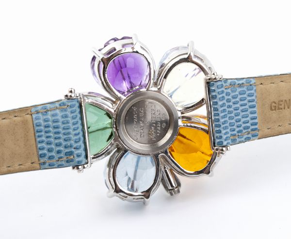 Pippo Perez : Orologio da donna in oro e diamanti, cinturino in pelle  - Asta Gioielli, Orologi e Penne - Associazione Nazionale - Case d'Asta italiane