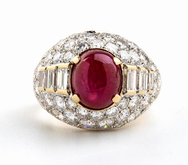 Anello in oro con rubino e diamanti  - Asta Gioielli, Orologi e Penne - Associazione Nazionale - Case d'Asta italiane