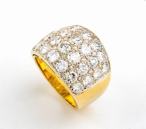 Anello in oro con diamanti  - Asta Gioielli, Orologi e Penne - Associazione Nazionale - Case d'Asta italiane
