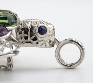 Spilla - Pendente tartaruga in oro, diamanti e paste vitree  - Asta Gioielli, Orologi e Penne - Associazione Nazionale - Case d'Asta italiane