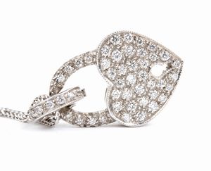 Girocollo con pendente in oro e diamanti  - Asta Gioielli, Orologi e Penne - Associazione Nazionale - Case d'Asta italiane