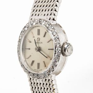 OMEGA : Orologio da polso Lady in oro 18K e diamanti  - Asta Gioielli, Orologi e Penne - Associazione Nazionale - Case d'Asta italiane
