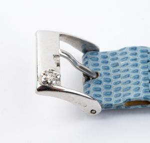 Pippo Perez : Orologio da donna in oro e diamanti, cinturino in pelle  - Asta Gioielli, Orologi e Penne - Associazione Nazionale - Case d'Asta italiane