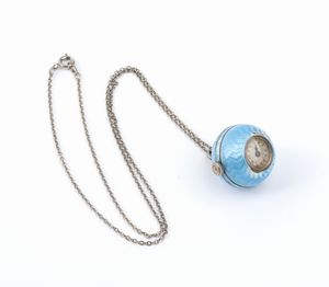 IUVENIA - Orologio da collo Arte Déco in argento e smalti